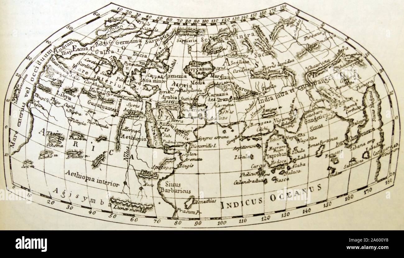 Inizio geografi' idea del mondo. Datata xviii secolo Foto Stock