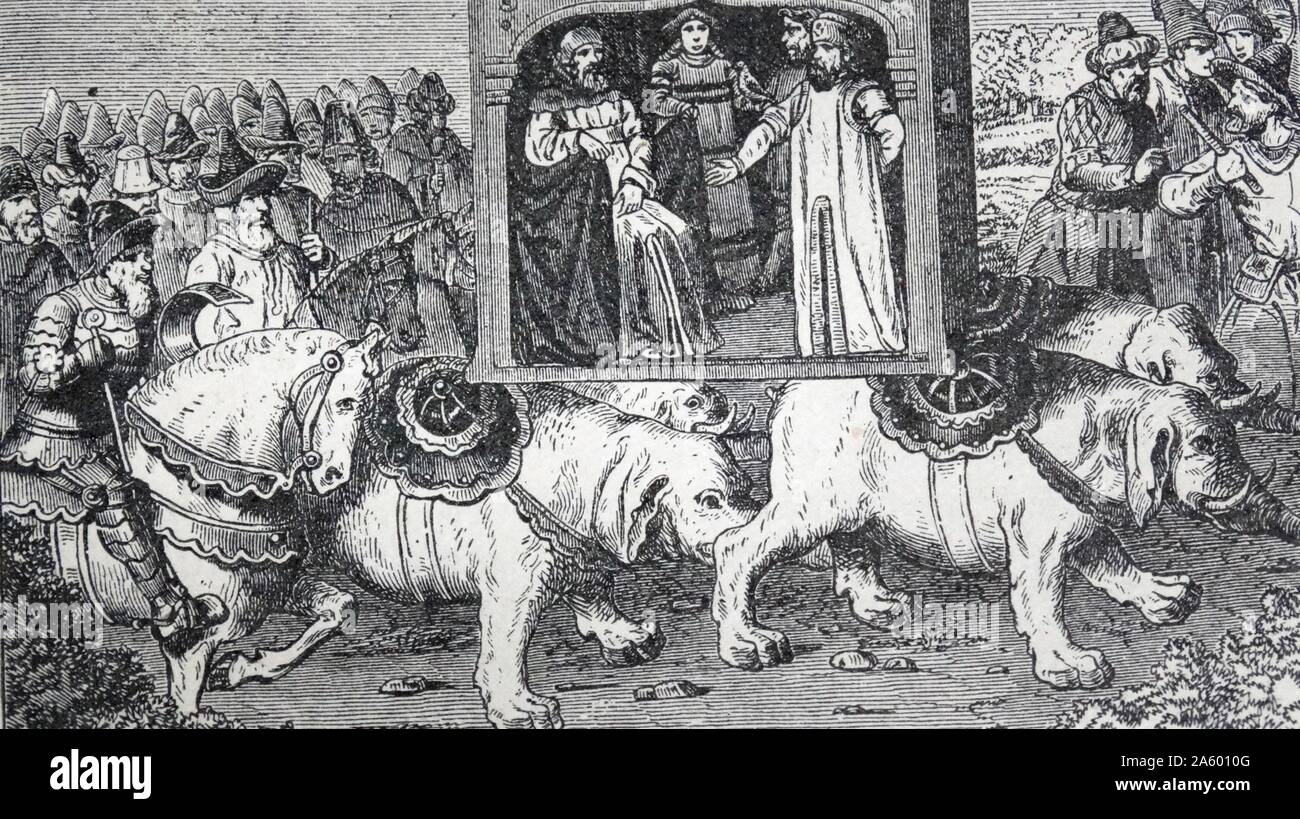 Kublai Khan (1215 - 1294); (Gran Khan) dell'Impero Mongolo dal 1260 al 1294 fu fondata la dinastia Yuan in Cina come una conquista dinastia nel 1271; e governate come il primo imperatore Yuan fino alla sua morte nel 1294. Foto Stock