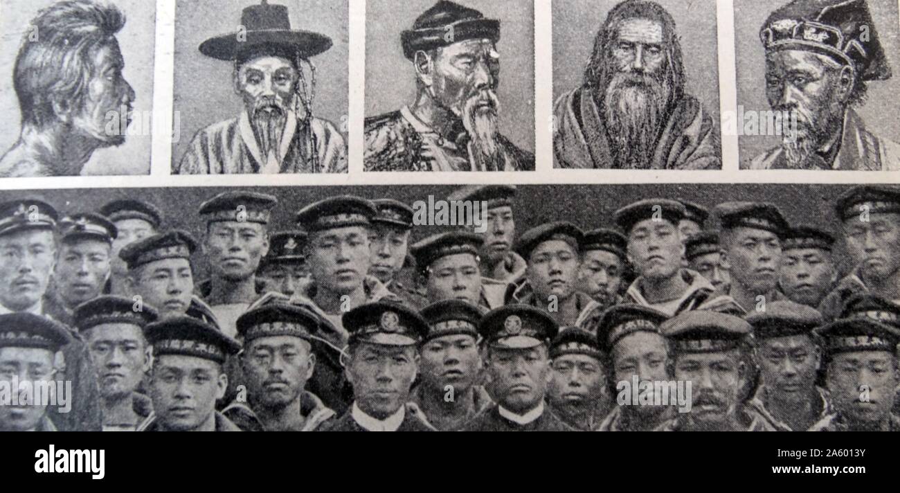 Stampa fotografica di giapponese uomini. Datata del XIX secolo Foto Stock