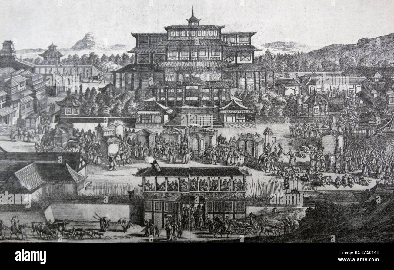 Illustrazione raffigurante un Daimyo corte in Giappone Foto Stock Illustrazione raffigurante un Daimyo corte in Giappone Foto Stock