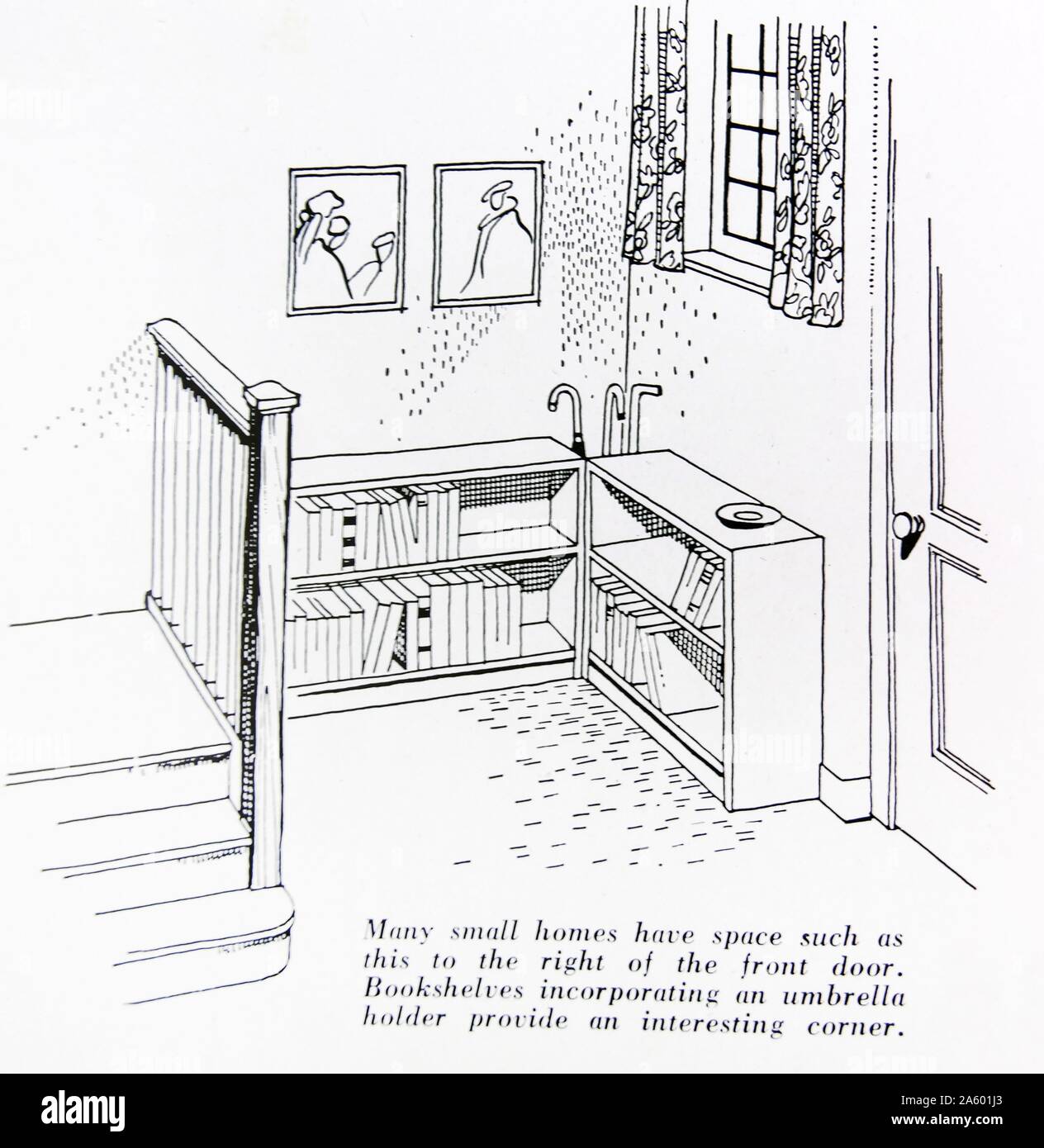 Interni dal design moderno per una camera da letto; British 1948 Foto Stock