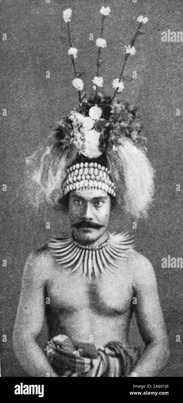 Susuga Malietoa Laupepa (1841-1898) era il righello (Malietoa) di Samoa nel tardo XIX secolo. Foto Stock