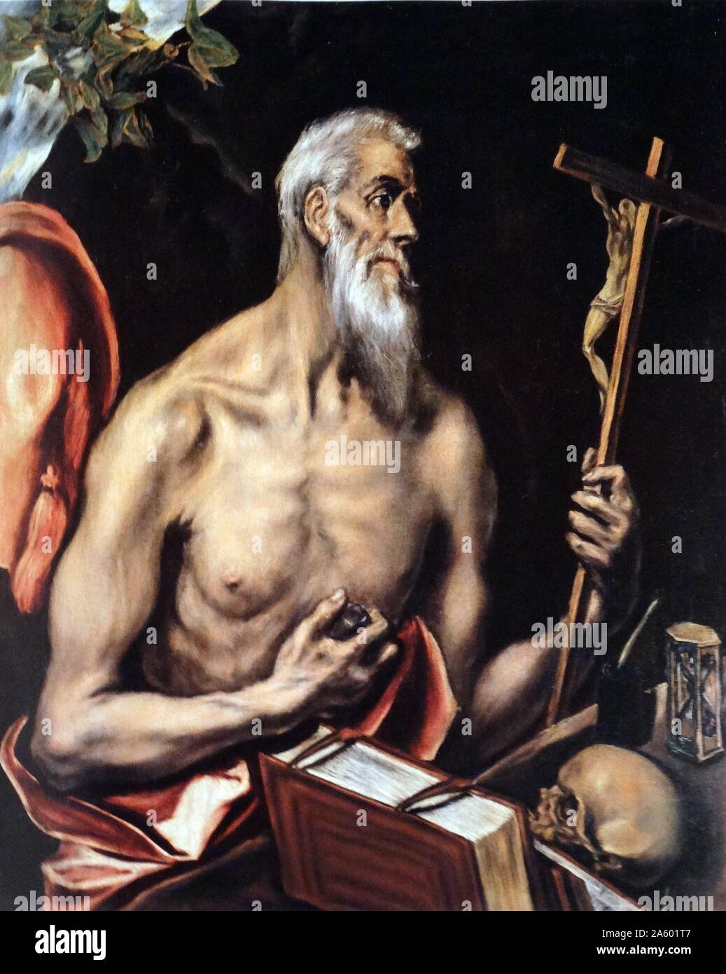 Pittura intitolato 'Saint Girolamo in penitenza' da El Greco (1541-1614) un pittore, scultore e architetto del Rinascimento spagnolo. Risalenti al XVII secolo Foto Stock
