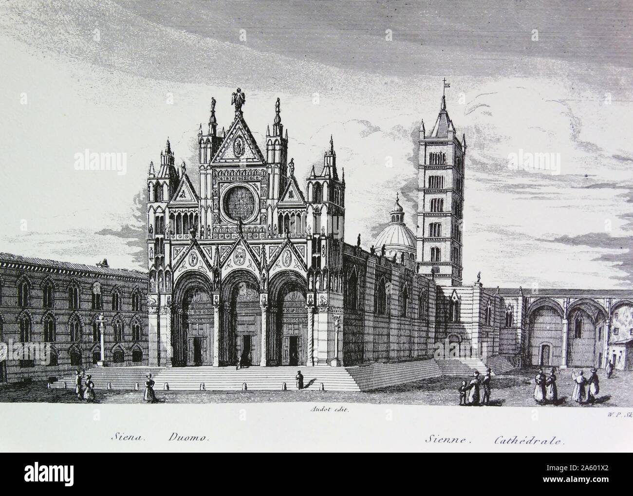 Incisione raffigurante il Duomo di Siena, la chiesa medievale di Siena, Italia, dedicato dai suoi primi giorni come una cattolica romana chiesa mariana. Datata xiii secolo Foto Stock