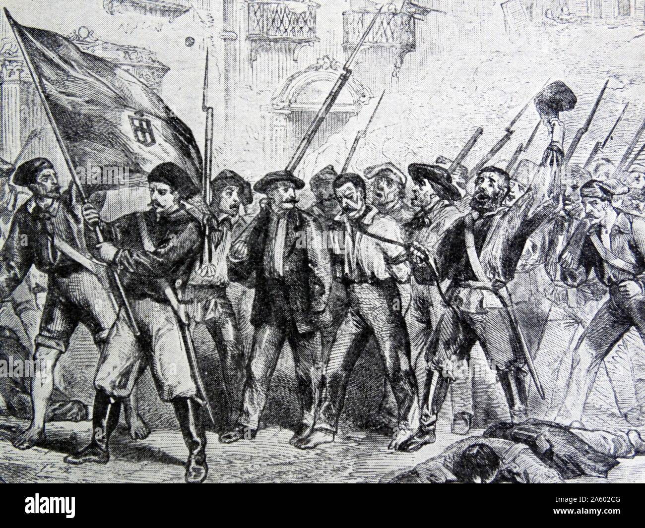 Dipinto raffigurante una scena dalla rivoluzione siciliana del 1848. Foto Stock