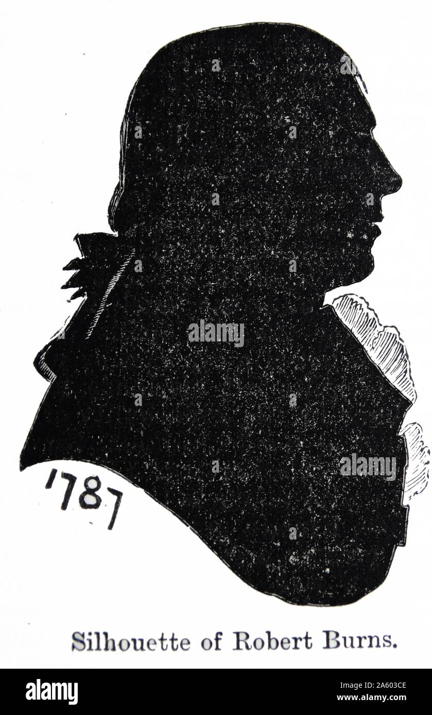 Silhouette di Robert Burns (1759-1796) un poeta Scozzese e paroliere. Datata xviii secolo. Foto Stock