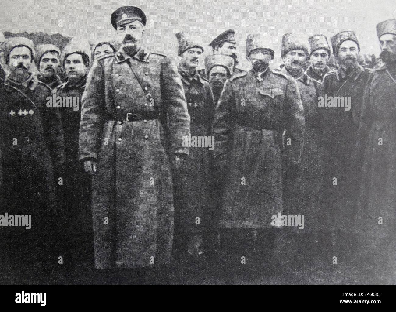 Stampa fotografica di Lavr Kornilov Georgiyevich (1870-1918) un ufficiale dell'intelligence militare, explorer e in generale la Imperial esercito russo durante la Prima Guerra Mondiale e la conseguente guerra civile russa. In data xx secolo Foto Stock