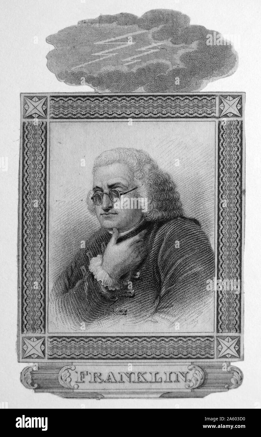 Ritratto di Benjamin Franklin (1706-1790) uno dei padri fondatori degli Stati Uniti. Datata xviii secolo Foto Stock