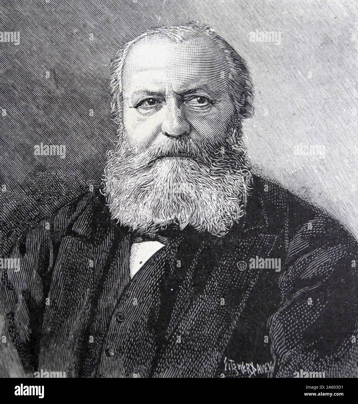 Ritratto di Charles-François Gounod (1818-1893) un compositore francese, noto per la sua Ave Maria, basata su un lavoro di Bach, così come la sua opera Faust. Datata del XIX secolo Foto Stock