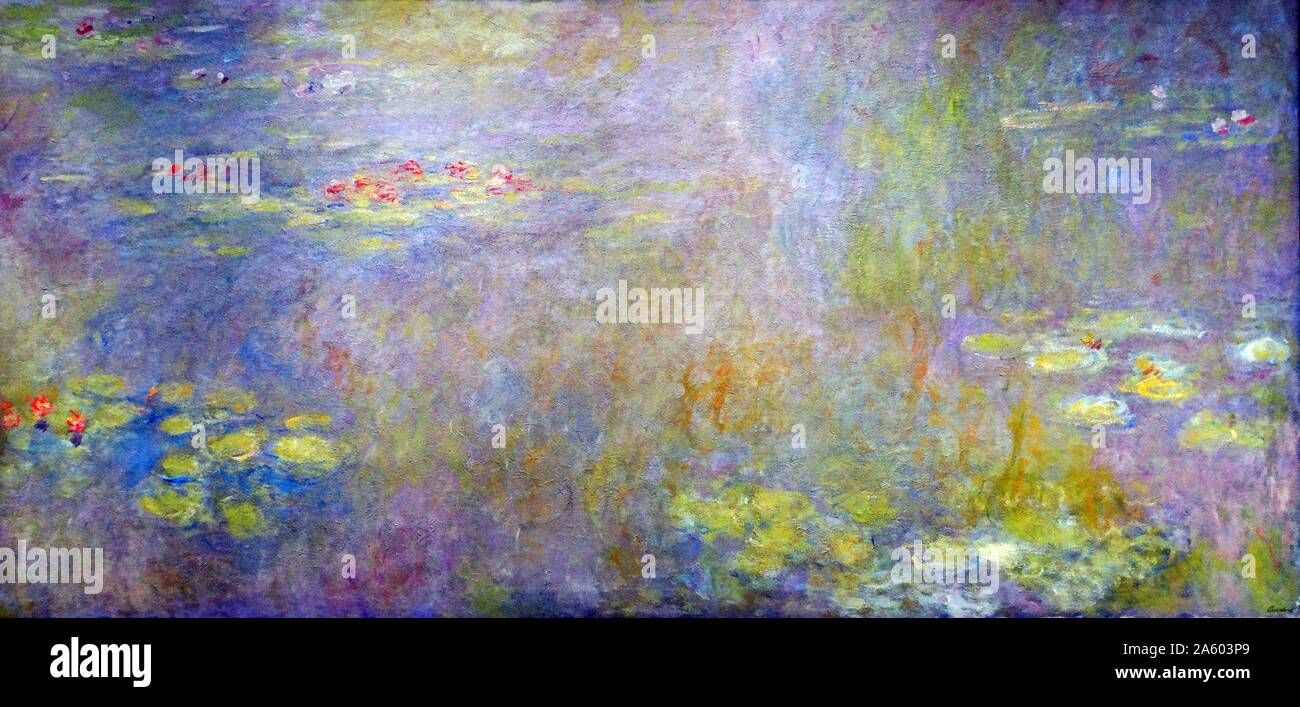 Pittura intitolata 'Water-Lilies' di Claude Monet (1840-1926) francese pittore impressionista. Datata del XIX secolo Foto Stock