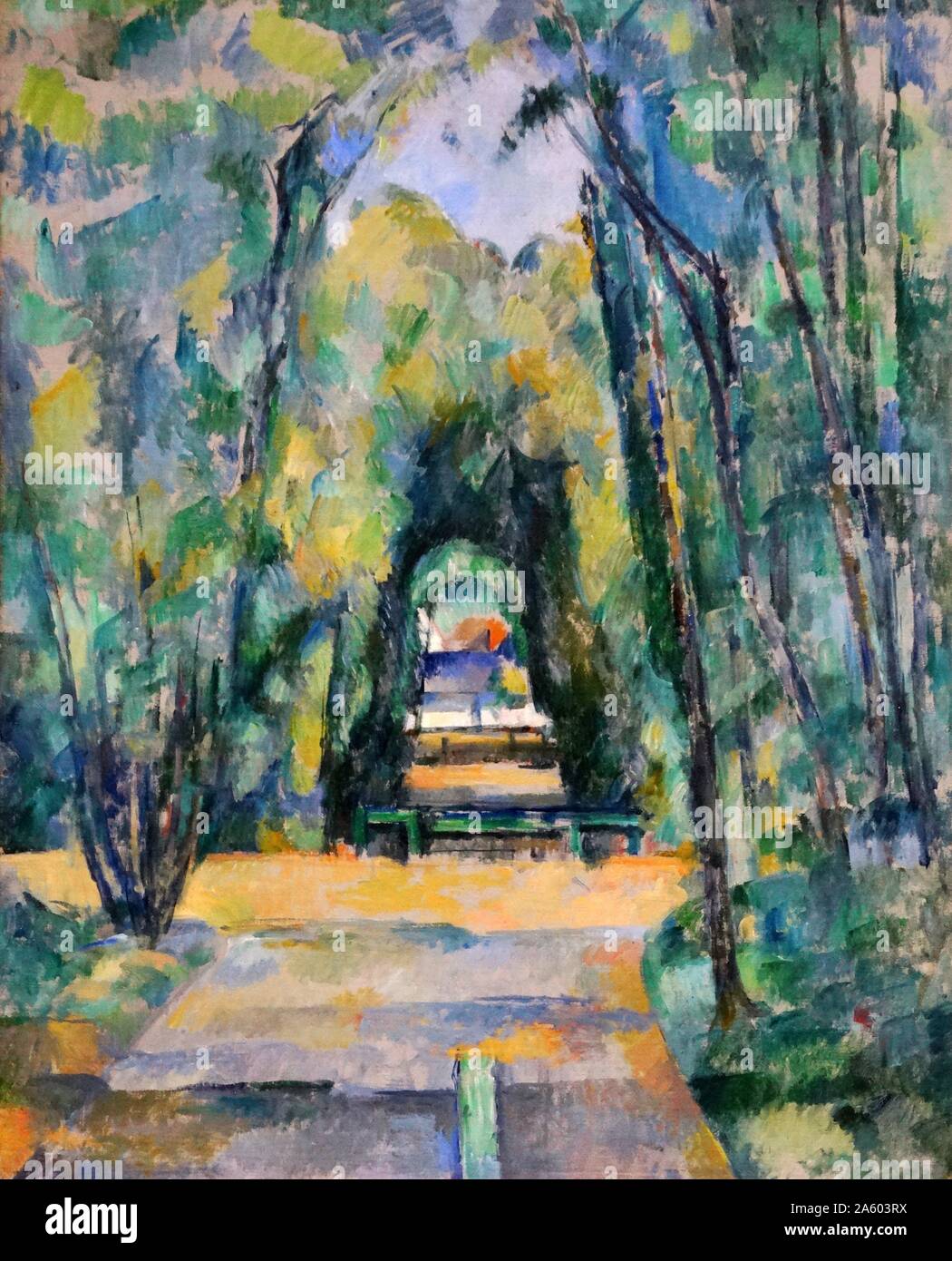 Pittura intitolato 'Avenue a Chantilly' da Paul Cézanne (1839-1906) un artista francese e pittore Post-Impressionist. Datata del XIX secolo Foto Stock