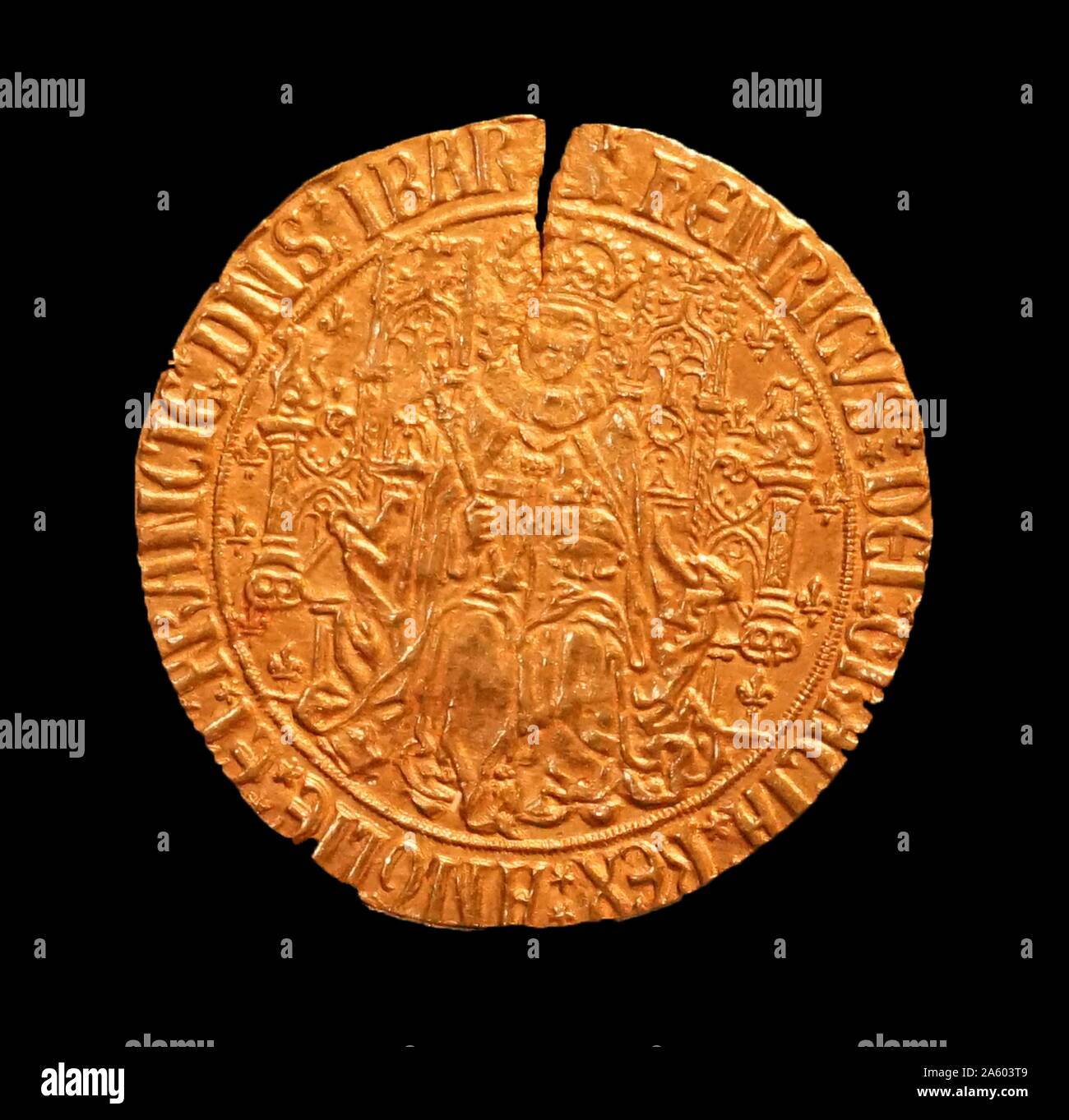 Sovrano Coin del re Enrico VII (1457-1509), re d'Inghilterra. Datata xv secolo Foto Stock