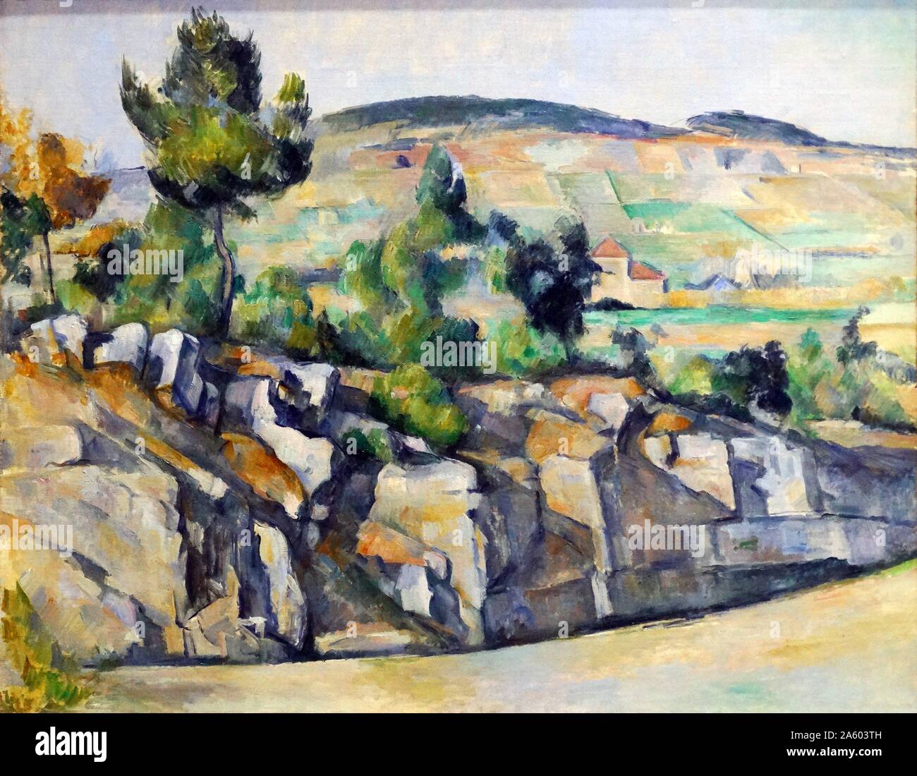 Pittura intitolata 'Collina nel Provenca' da Paul Cézanne (1839-1906) un artista francese e pittore Post-Impressionist. Datata del XIX secolo Foto Stock