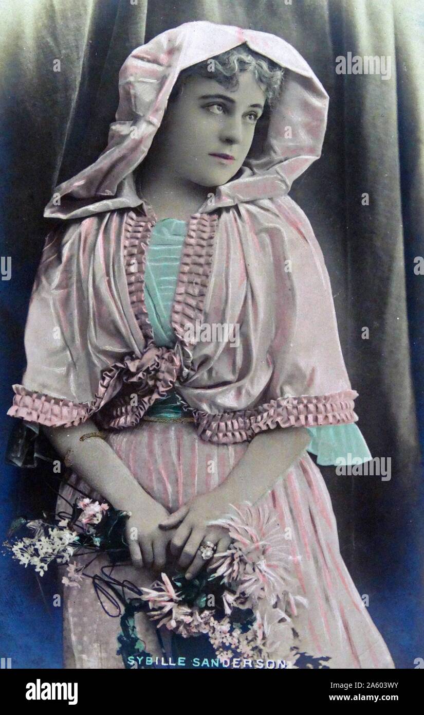 Sibyl Sanderson (1864-1903) un American soprano lirico durante il Parigino Belle Epoque. Datata del XIX secolo Foto Stock