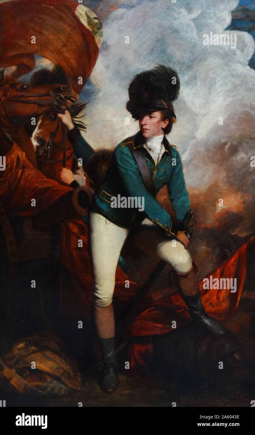 Ritratto di Sir Banastre Tarleton, 1° Baronet (1754-1833) soldato britannico e politico. Dipinto da Sir Joshua Reynolds (1723-1792) British ritrattista. Datata xviii secolo Foto Stock