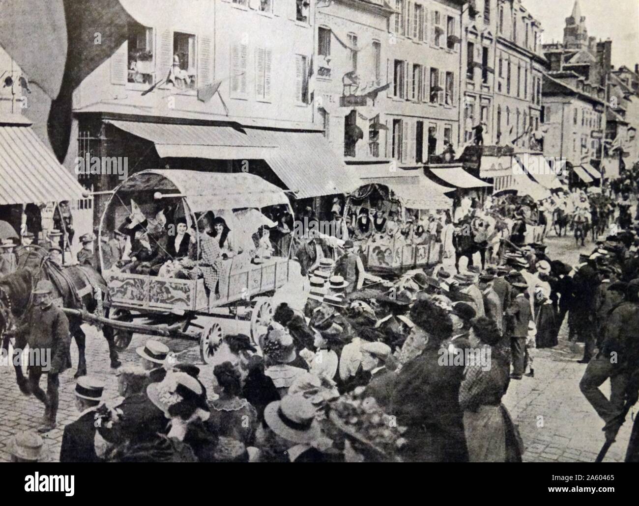 Stampa fotografica di Giovanna d'arco processione in Compiègne, un comune nel dipartimento Oise nel nord della Francia. Datata del XIX secolo Foto Stock