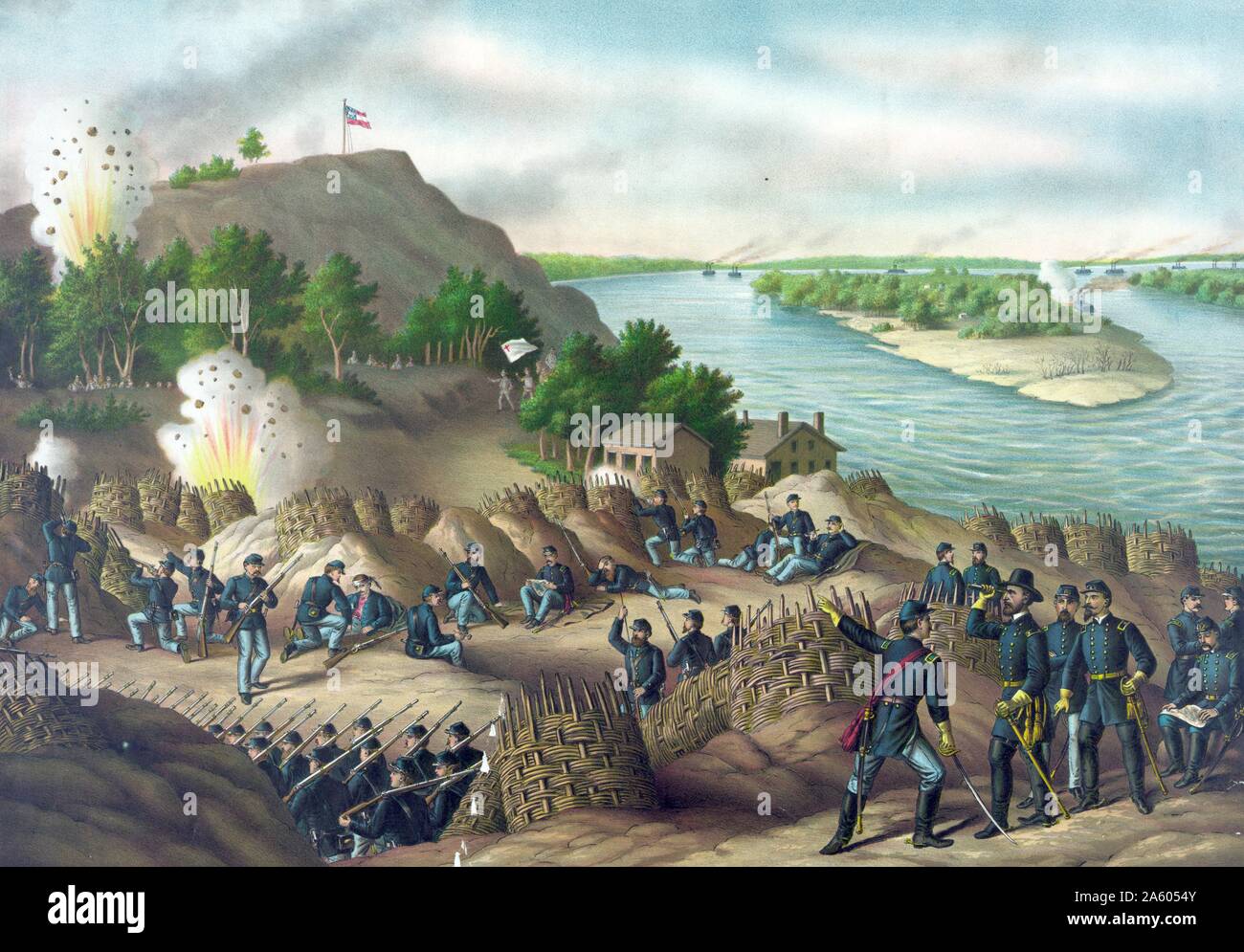Assedio di Vicksburg pubblicato 1888. L'Assedio di Vicksburg (18 maggio â€ì 4 luglio; 1863) era la finale grande azione militare in Vicksburg campagna della Guerra Civile Americana. Foto Stock