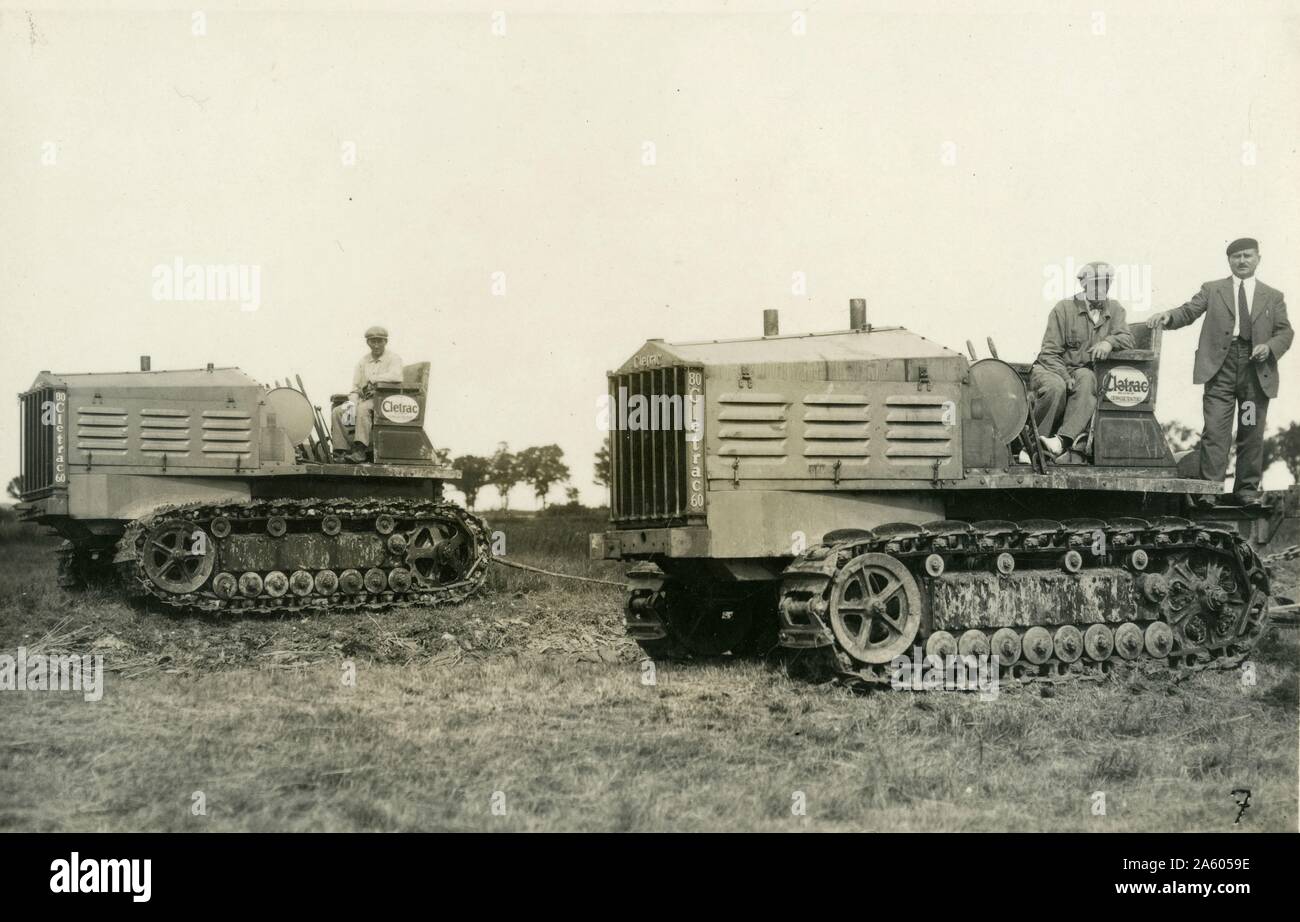 American Cletrac i trattori agricoli a cingoli, c.1920 Foto Stock