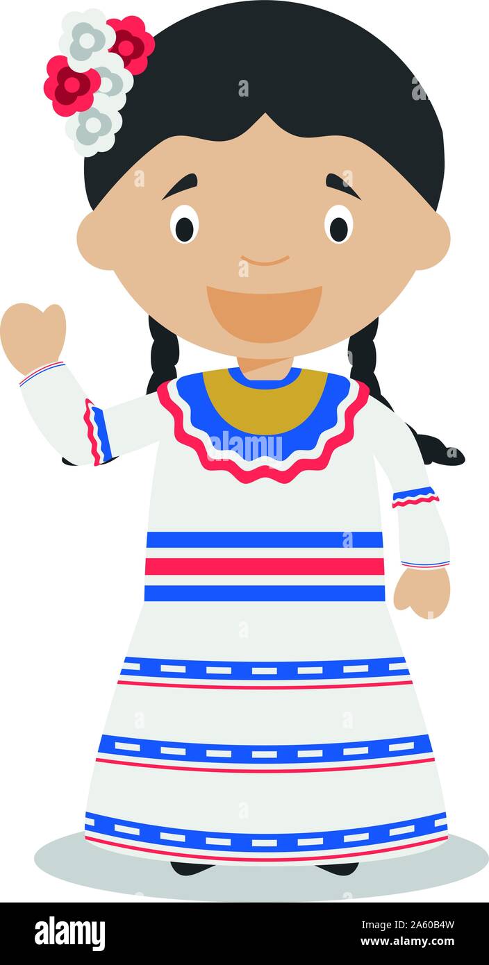 Carattere dalla Repubblica Dominicana vestito in modo tradizionale illustrazione vettoriale. I bambini del mondo collezione. Illustrazione Vettoriale
