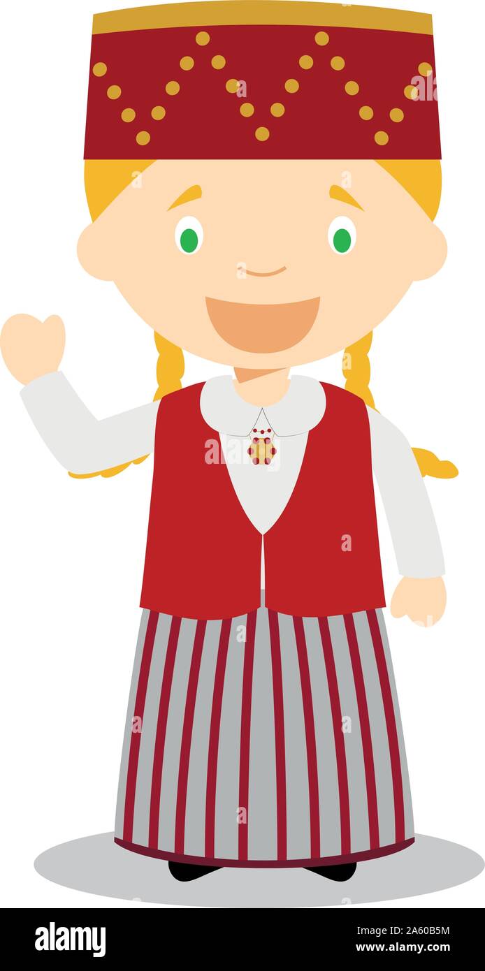 Carattere da Estonia vestito in modo tradizionale illustrazione vettoriale. I bambini del mondo collezione. Illustrazione Vettoriale