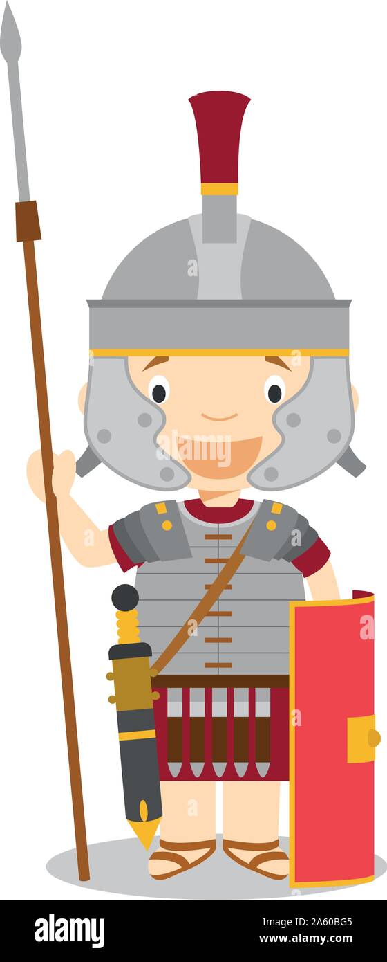 Carattere da Italia vestito in modo tradizionale come un legionario romano. Illustrazione Vettoriale. I bambini del mondo collezione. Illustrazione Vettoriale