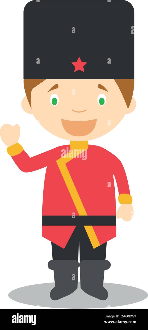 Carattere dalla Russia vestito in modo tradizionale illustrazione vettoriale. I bambini del mondo collezione. Illustrazione Vettoriale