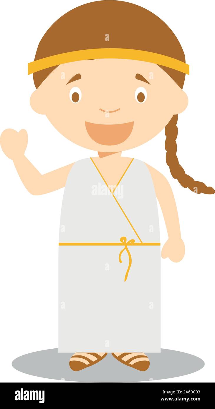 Carattere dalla Grecia vestito in modo tradizionale della Grecia classica. Illustrazione Vettoriale. I bambini del mondo collezione. Illustrazione Vettoriale