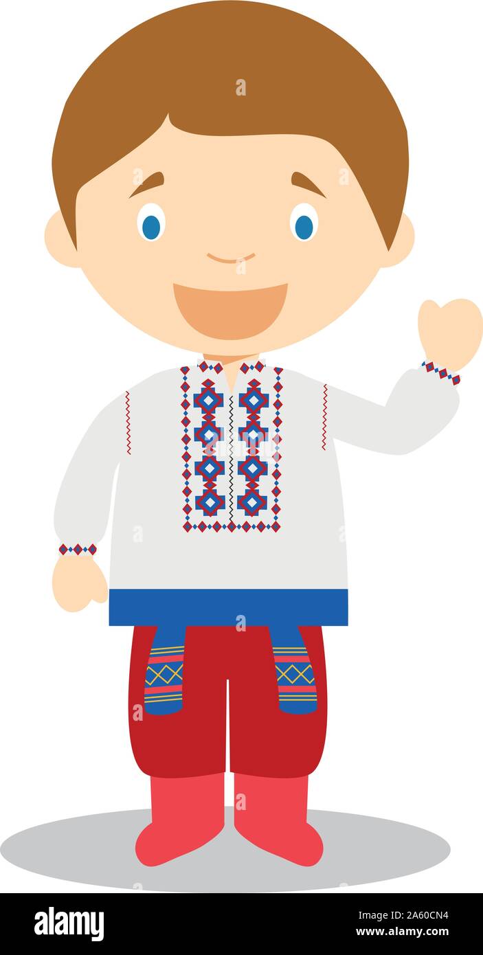 Carattere da Ucraina vestito in modo tradizionale illustrazione vettoriale. I bambini del mondo collezione. Illustrazione Vettoriale