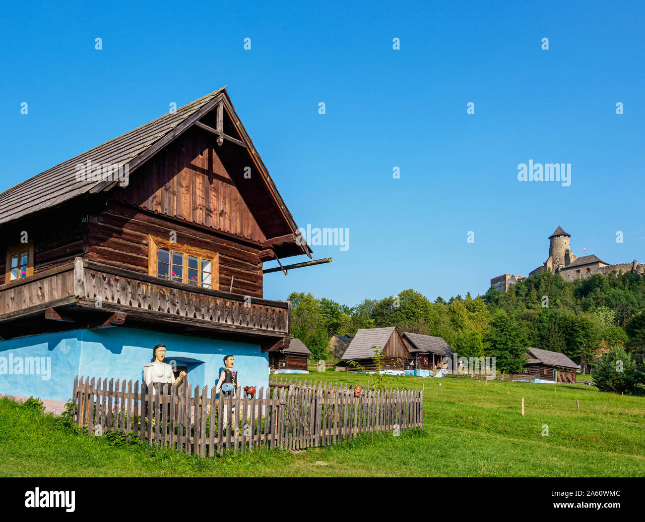 Capanne in Open Air Museum a Stara Lubovna, Regione di Presov, Slovacchia, Europa Foto Stock