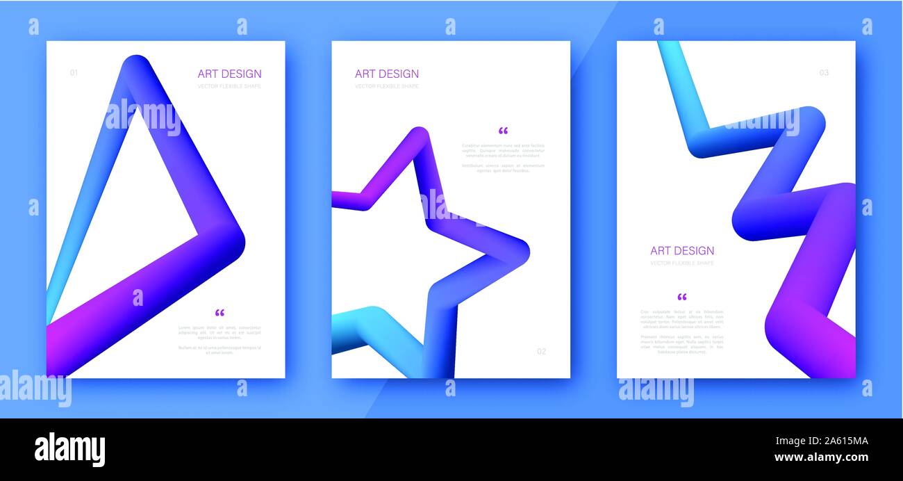 Creative coperchio colorato set. Abstract alla moda design volantini con fluido giallo-arancio forme di gradiente. Abstract forme curve Illustrazione Vettoriale