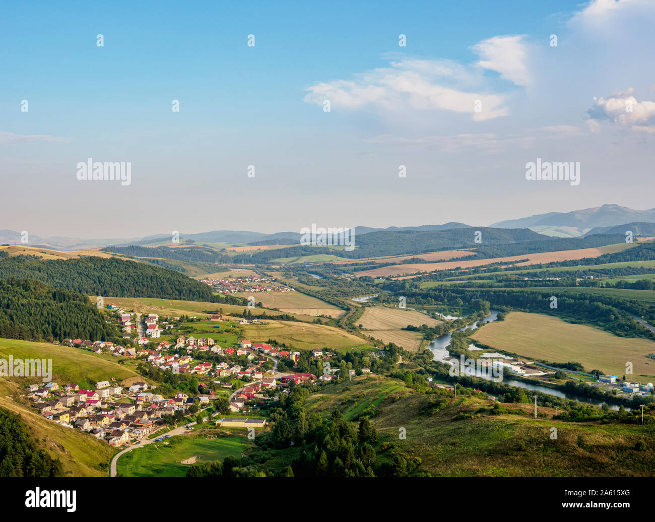 Paesaggio di Stara Lubovna, vista in elevazione, Regione di Presov, Slovacchia, Europa Foto Stock
