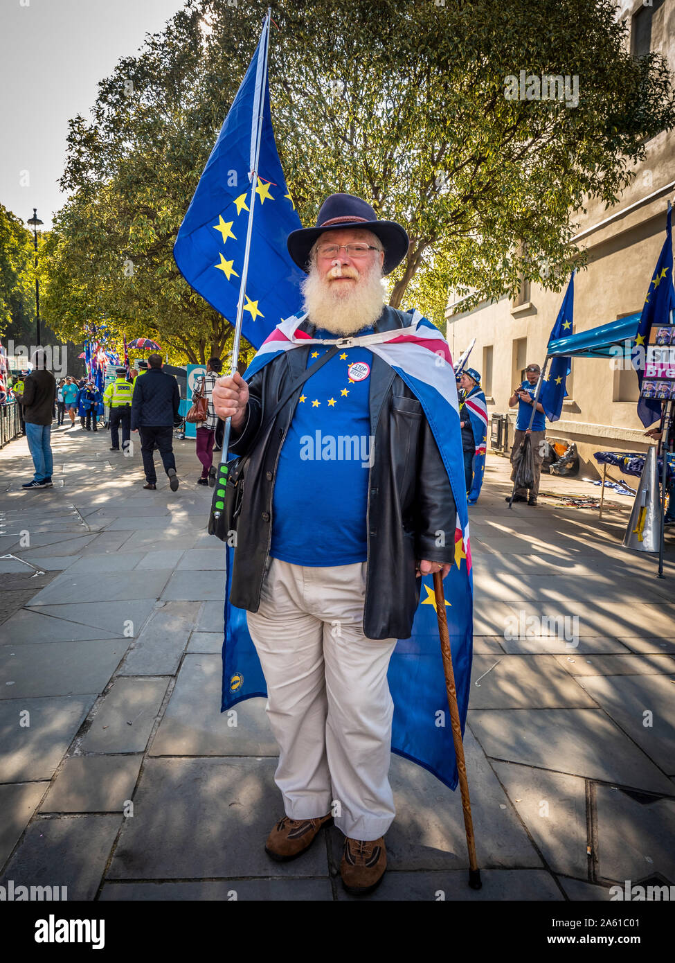 Anti-Brexit manifestanti fuori casa del Parlamento, Westminster, London, Regno Unito. Foto Stock