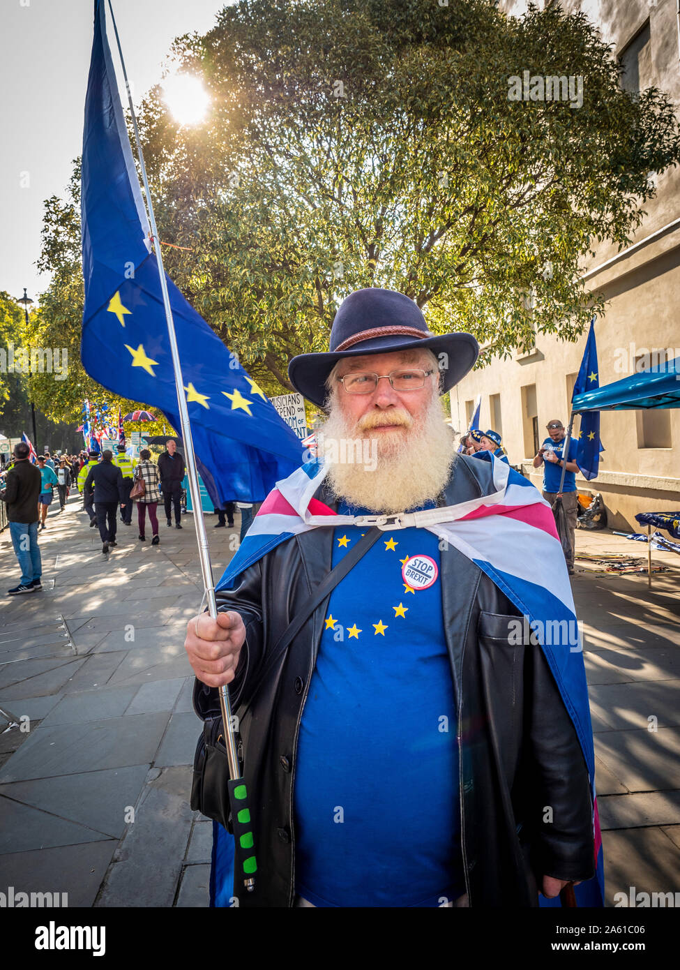 Anti-Brexit manifestanti fuori casa del Parlamento, Westminster, London, Regno Unito. Foto Stock