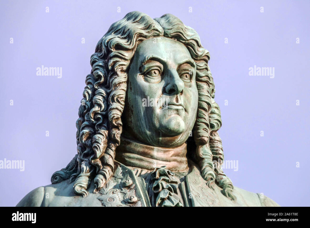 Halle (Saale), George Frideric Handel statua dettaglio Germania Foto Stock