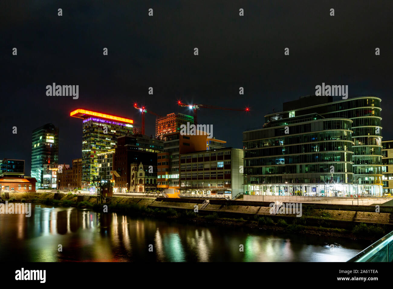 Nightshoot del Media Harbour Duesseldorf Foto Stock
