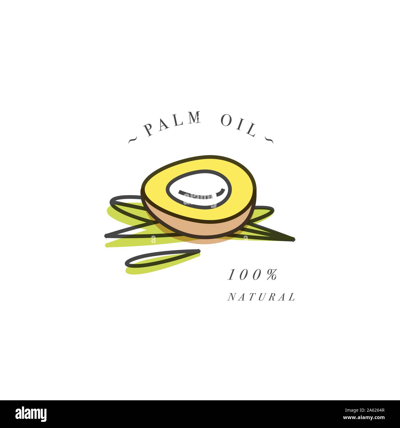 Vettore elemento di design e icona di stile lineare - olio di palma - sano cibo vegan. Burro organico ingrediente. Segno del logo Illustrazione Vettoriale