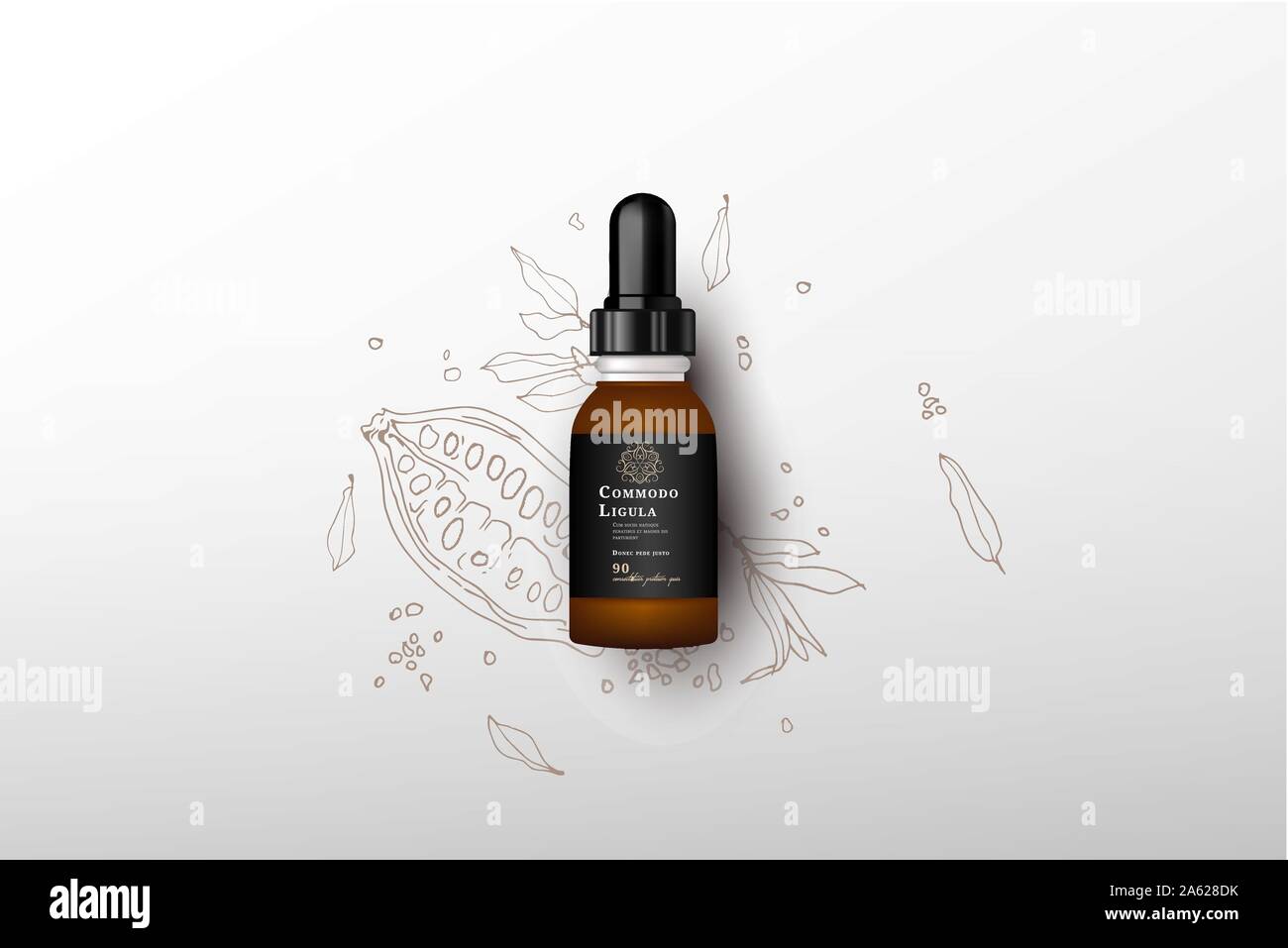 Flacone marrone di olio essenziale realistico. Illustrazione Vettoriale