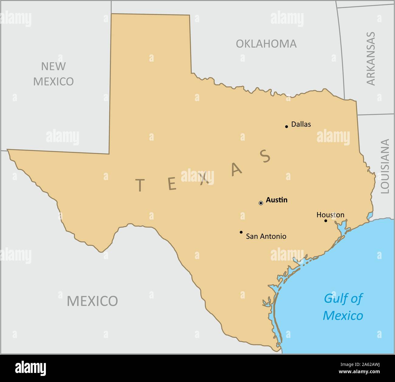 Texas regione mappa Illustrazione Vettoriale