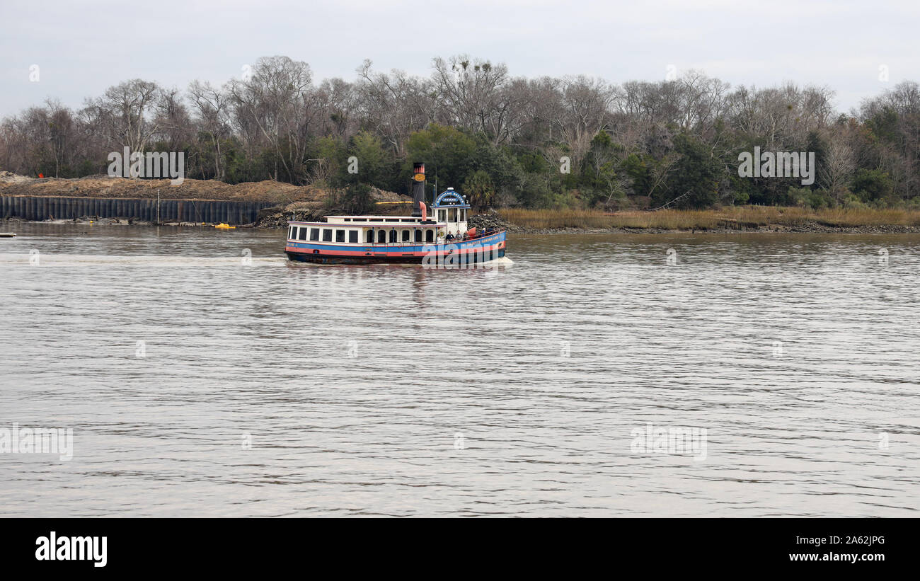 Traghetto di Juliette Gordon Low sul Fiume Savannah Foto Stock