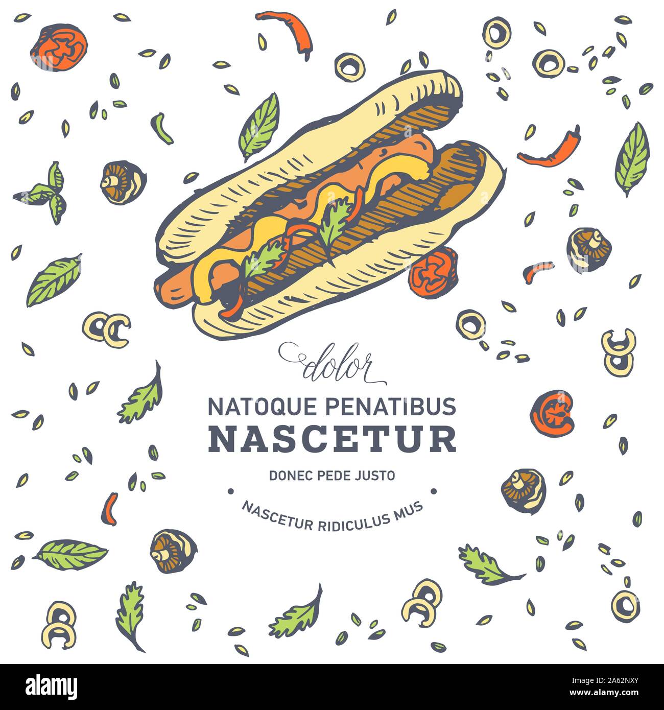 Vintage fast food background Illustrazione Vettoriale