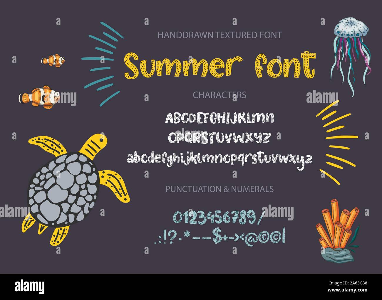 Disegnata a mano calligrafica font vettoriali. Angoscia carino texture. Moderno tipo di calligrafia. ABC estate tipografia alfabeto latino. Illustrazione Vettoriale