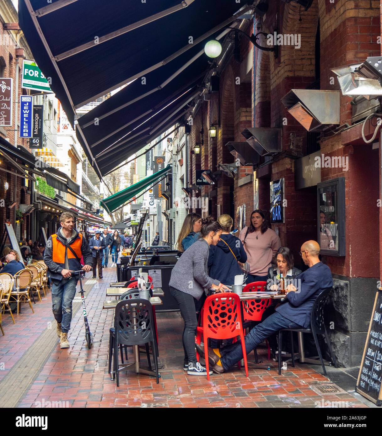 Pasti al fresco in Hardware Lane Melbourne Victoria Australia. Foto Stock