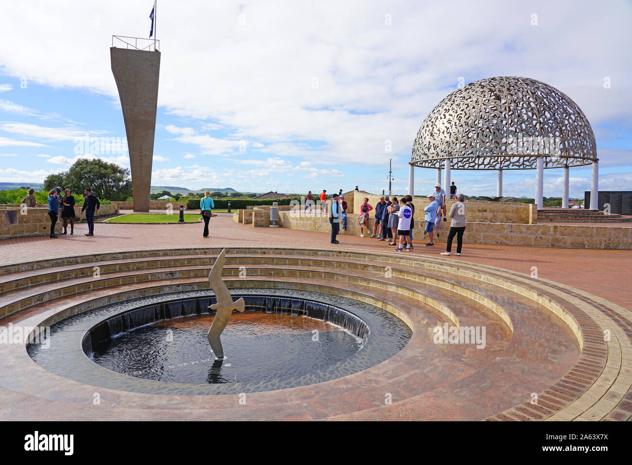 GERALDTON, AUSTRALIA -9 LUG 2019- Vista del landmark HMAS Sydney II Memorial in Geraldton, Western Australia. Foto Stock