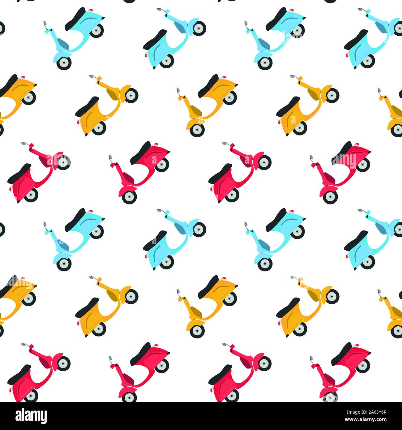 Funny scooter seamless sfondo pattern Illustrazione Vettoriale