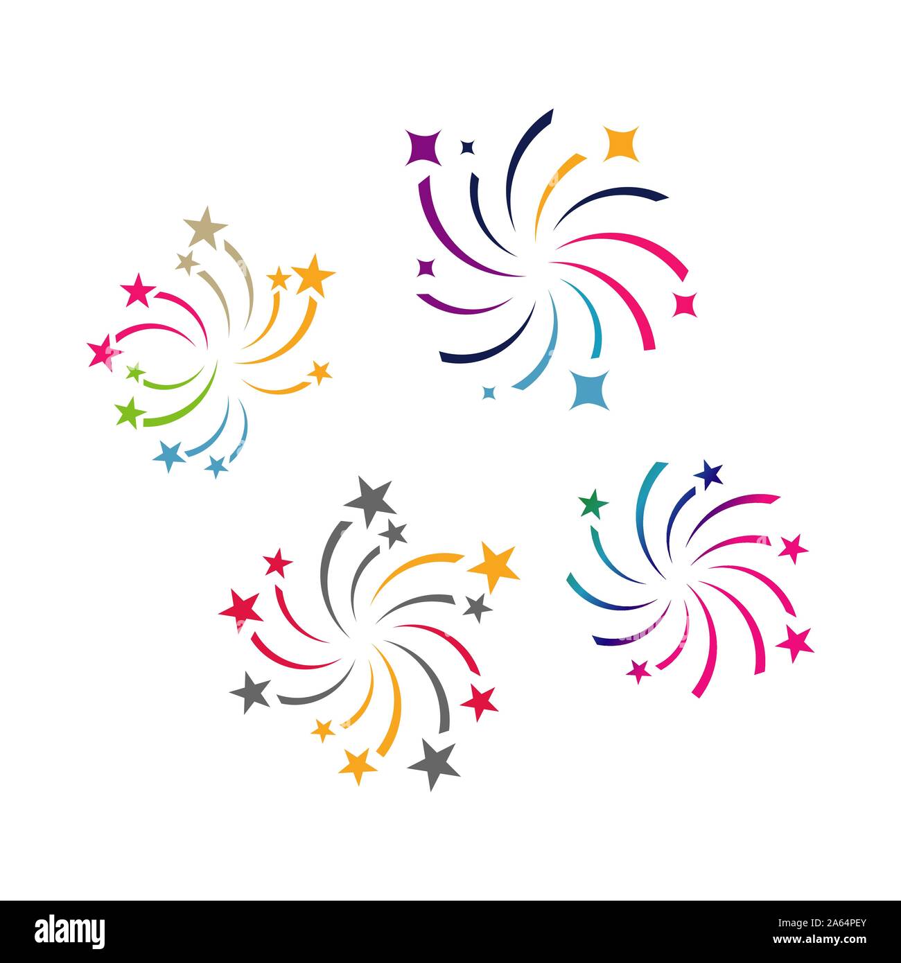 Fuochi d' artificio logo design vettoriali coloratissimi fuochi d'artificio splash frizzante logotipo star Illustrazione Vettoriale