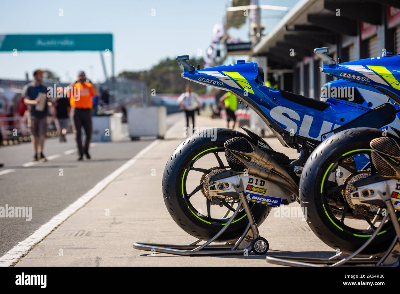 Circuito australiano di Phillip Island. 24 ottobre, 2019. In Pit Lane durante la Promac Generac Australian MotoGP. Credito: Dave Hewison/Alamy Live News Foto Stock