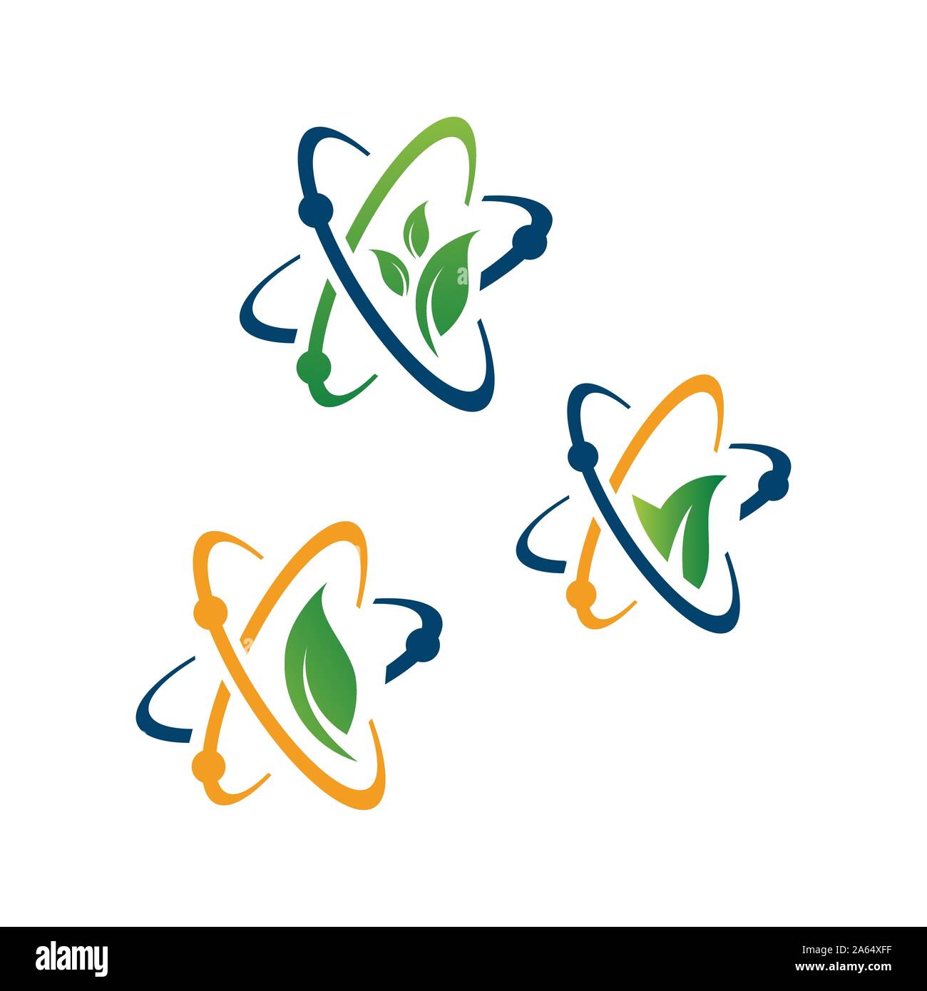 Vitamina logo design icona vettore simbolo della scienza e gli elementi verdi illustrazione Illustrazione Vettoriale