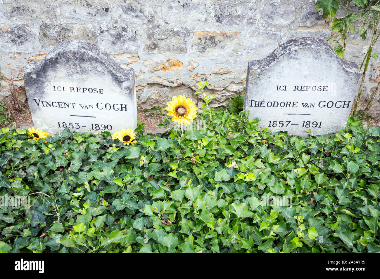 Auvers-sur-Oise: cimitero e la tomba del pittore Vincent Van Gogh Foto Stock