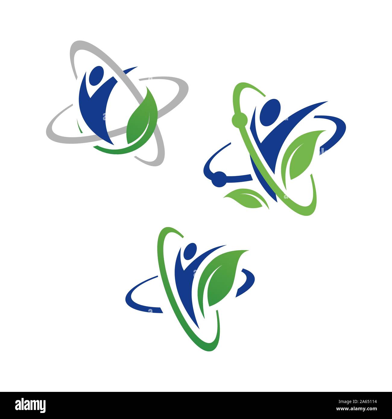 Nutrizione logo design icona vettore simbolo della scienza e persone sane illustrazione Illustrazione Vettoriale