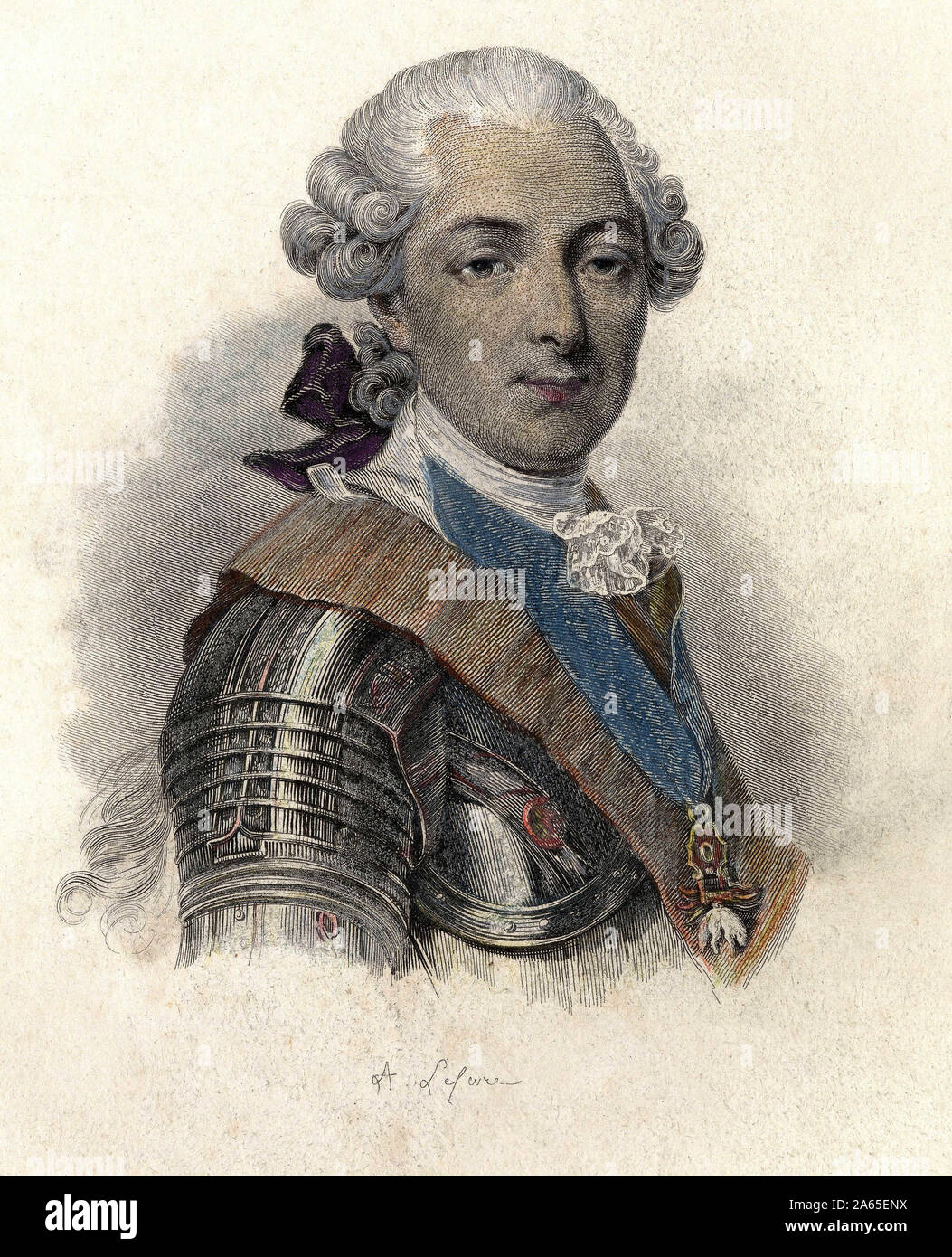 Portrait de Louis Jean Marie de Bourbon, Duc de Penthievre (1725-1793), grand amiral et mecene francais. in "Ritratti des Hommes Utiles', 1833-1836. Foto Stock